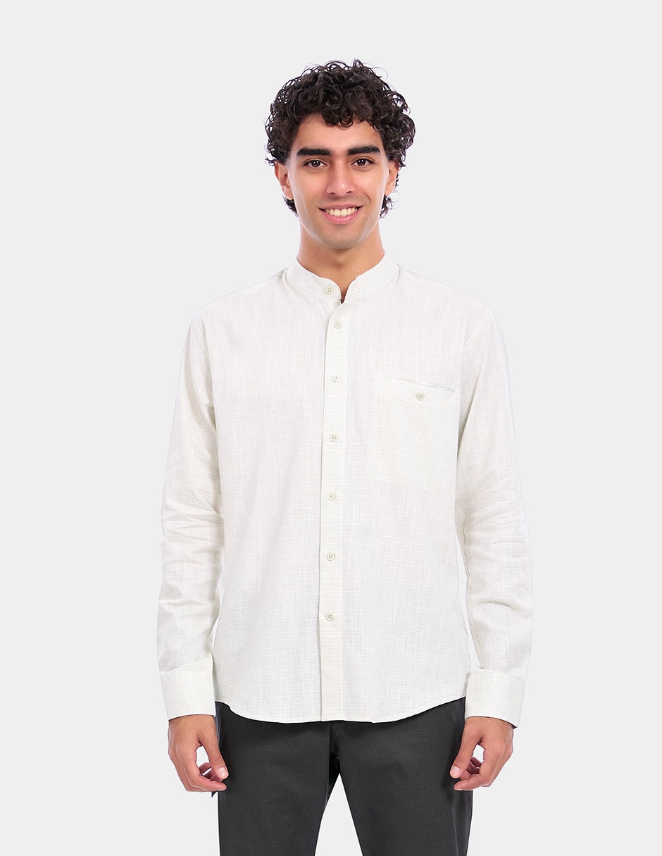 Camisa business casual de algodón manga larga para hombre