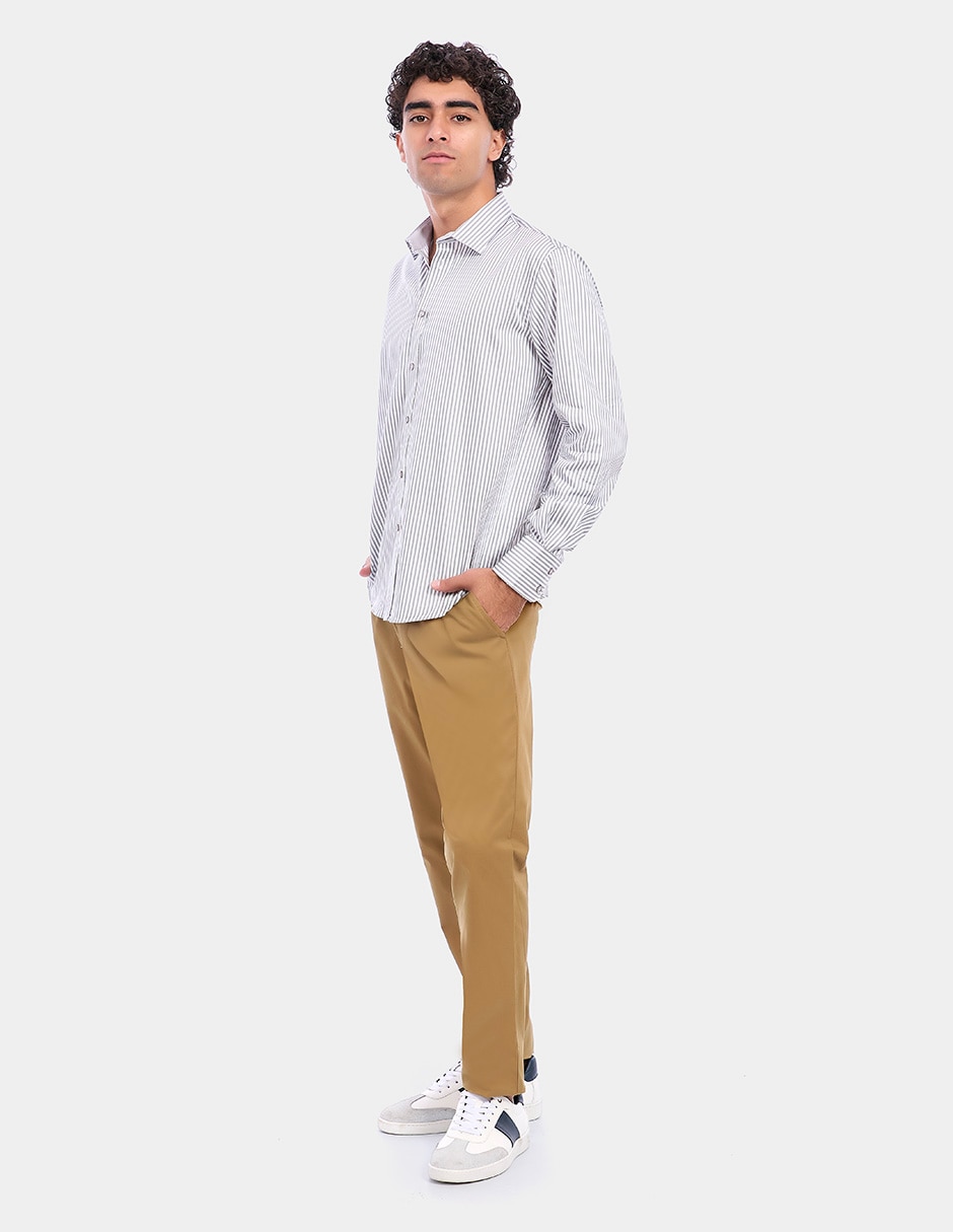 Camisa business casual de algodón manga larga para hombre 8