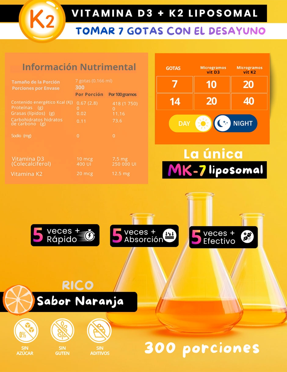 NSN con Vitamina D3 y K2 sabor naranja de 50 ml 4