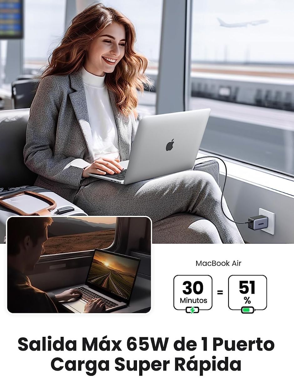 Cargador pared Nexode con 3 Puertos USB tipo A + USB tipo C 65 W 3