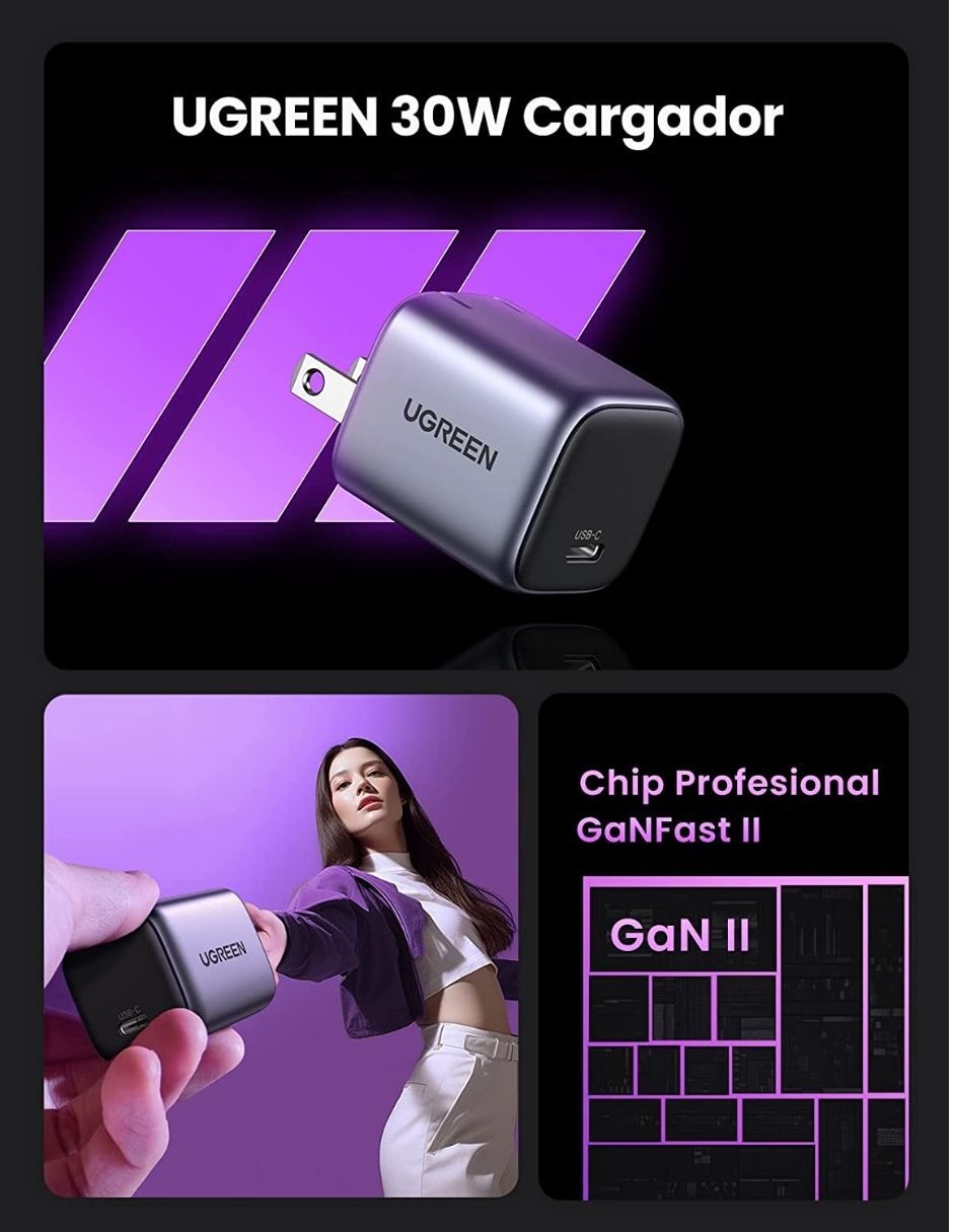Cargador pared Nexode Gris USB tipo C 30 W 5