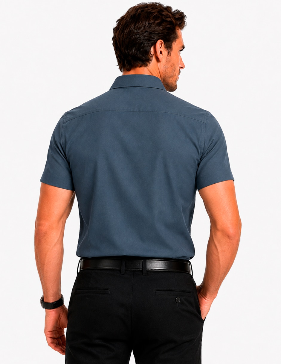 Camisa business casual manga corta para hombre 4