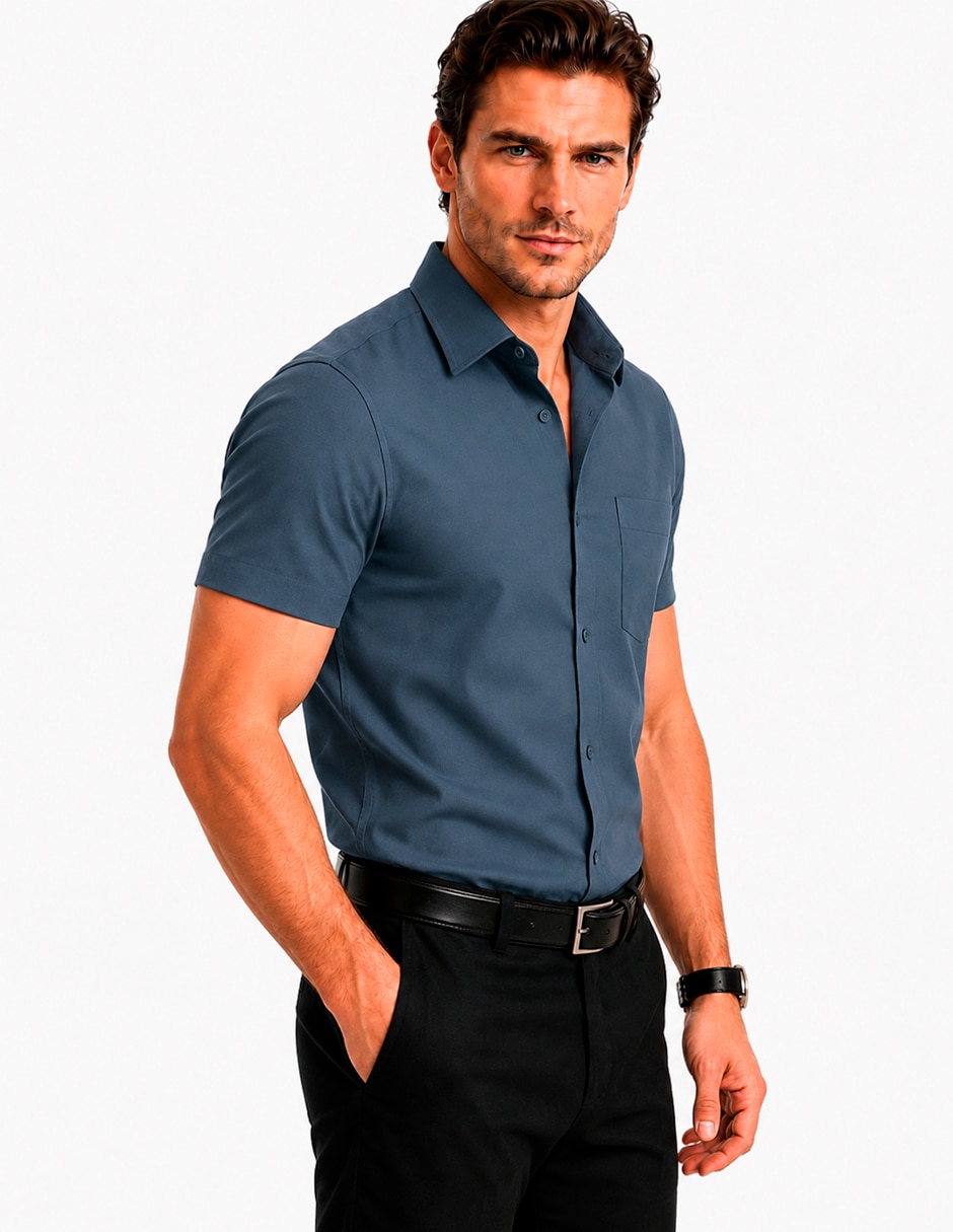 Camisa business casual manga corta para hombre 3
