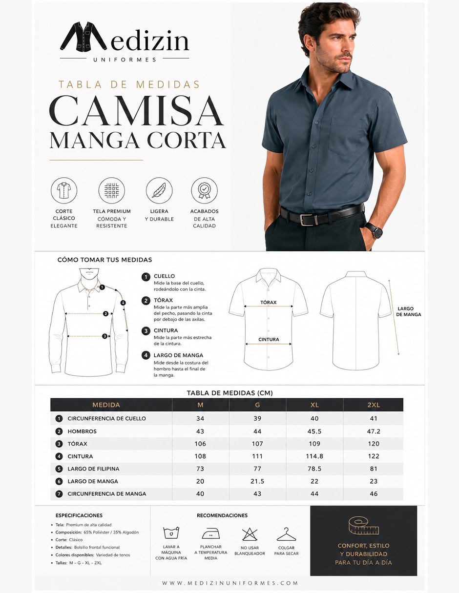 Camisa business casual manga corta para hombre 2