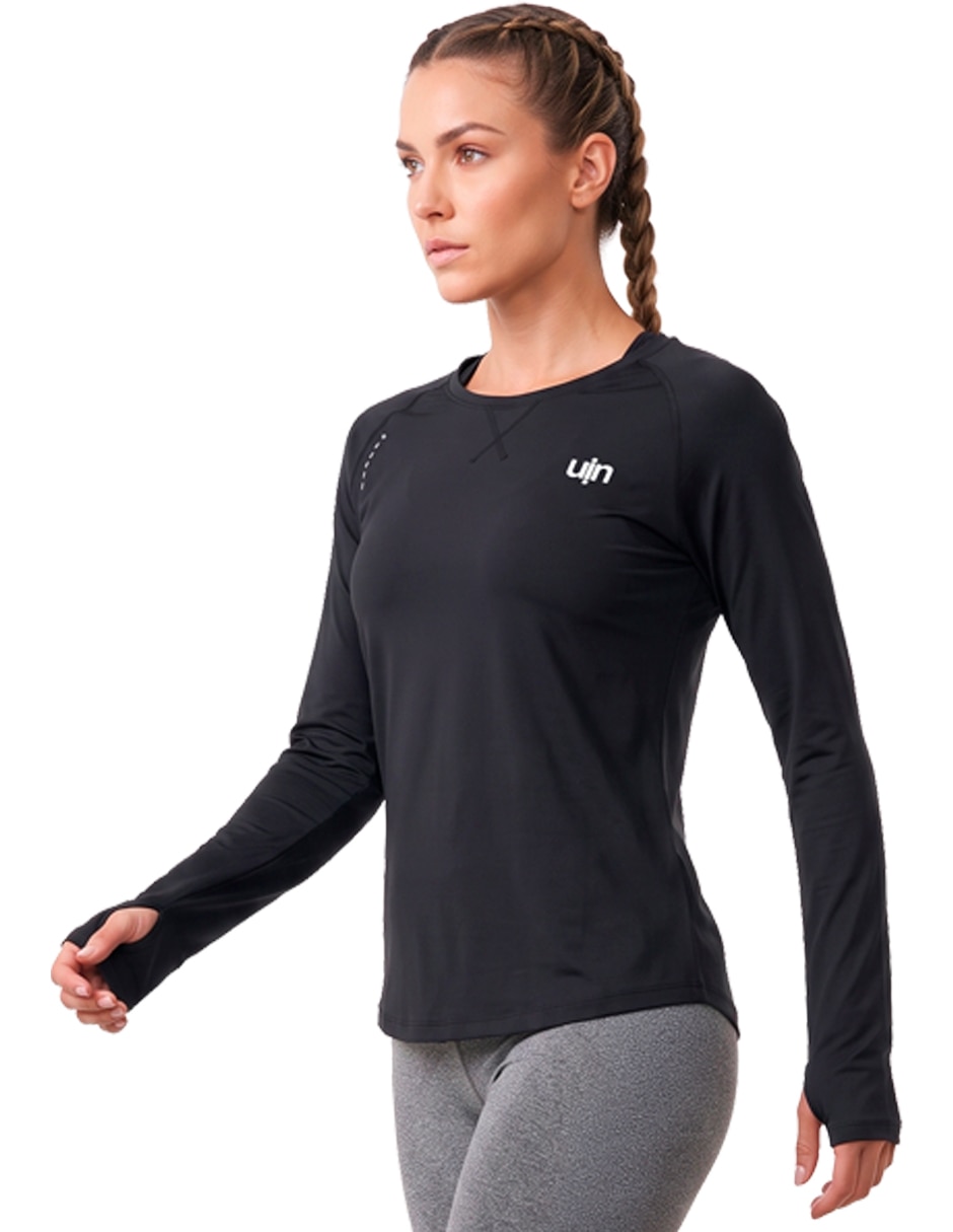 Playera deportiva para entrenamiento manga larga de mujer 3
