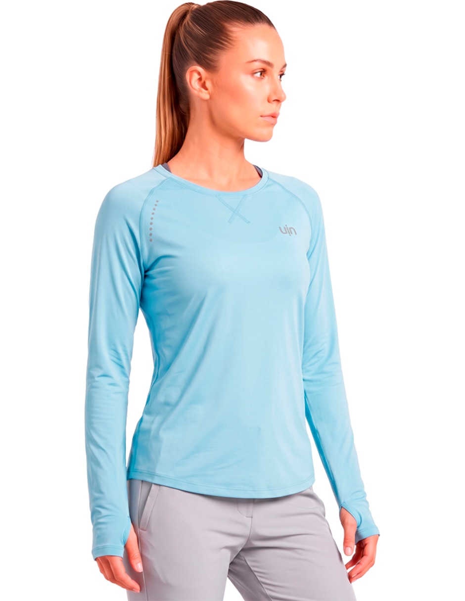Playera deportiva para entrenamiento manga larga de mujer 3