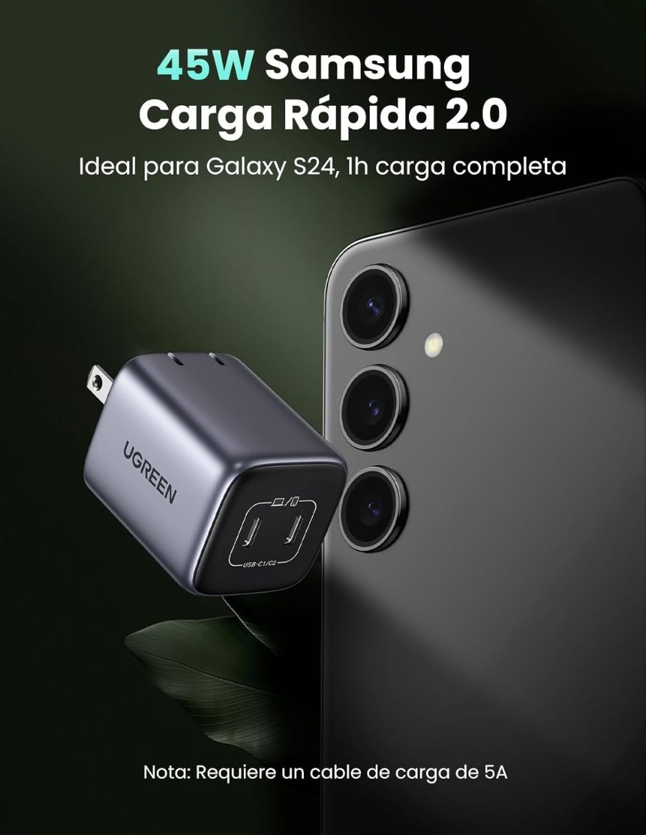 Cargador pared USB tipo C 45 W 2