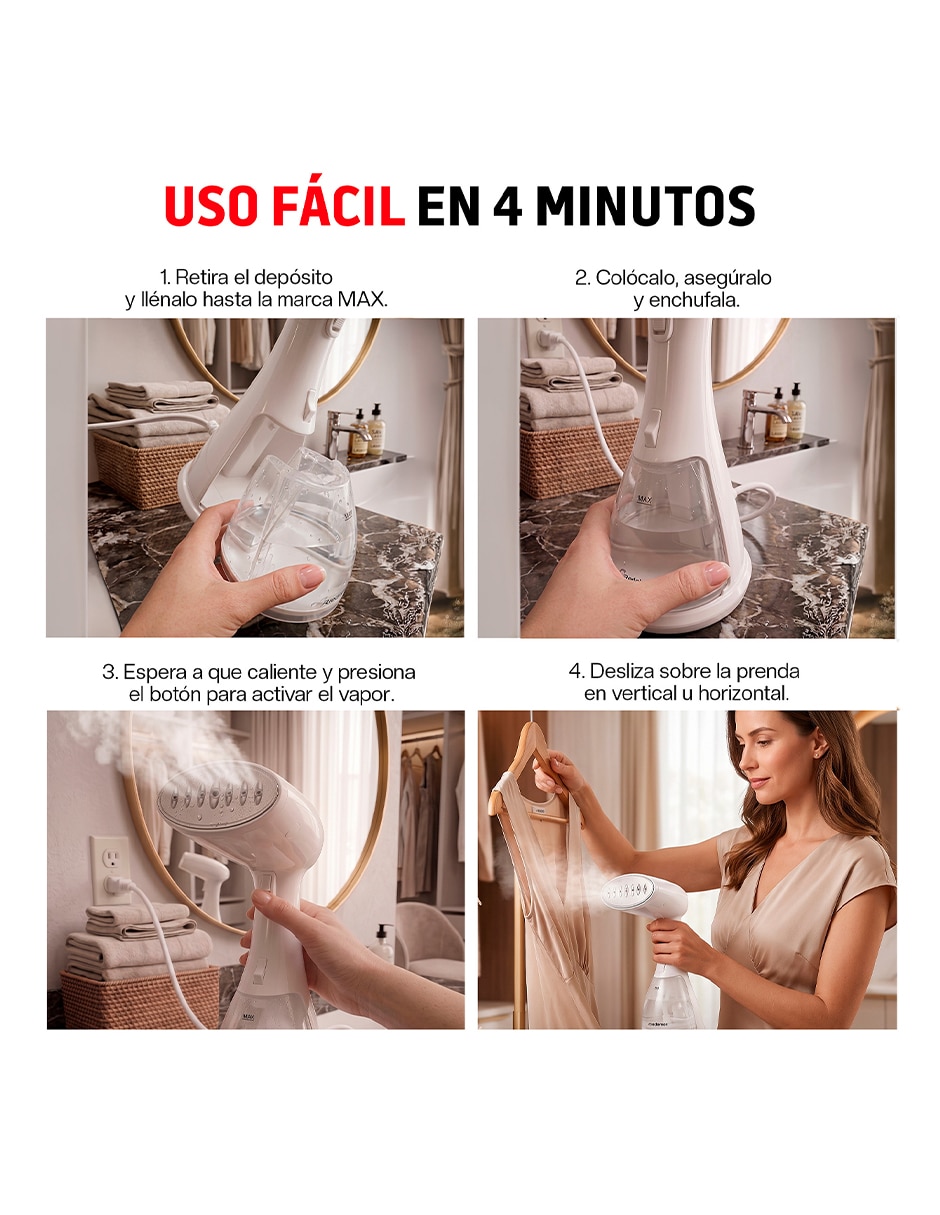 Plancha portátil de vapor suela acero inoxidable 8