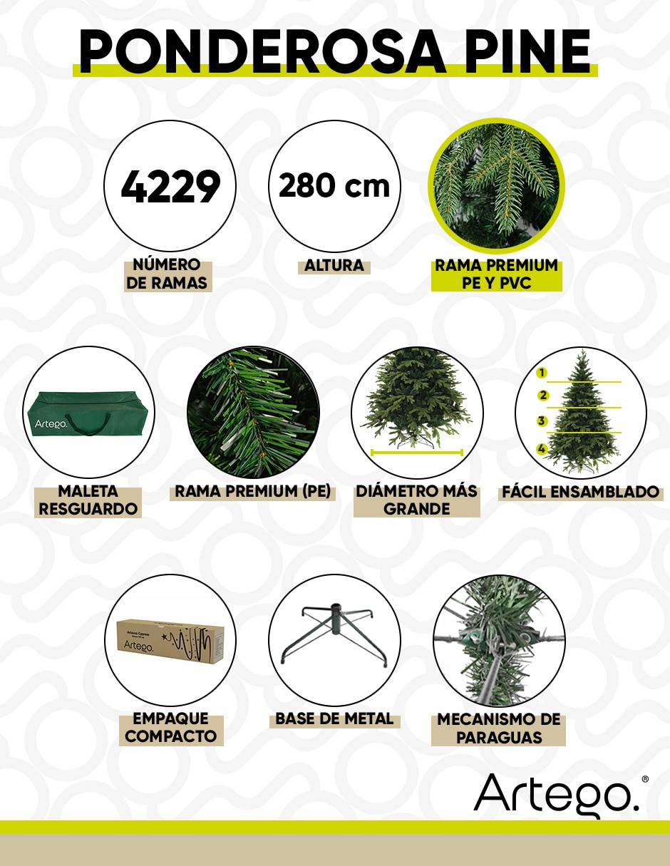 Árbol de navidad ponderosa pine premium de pvc 5