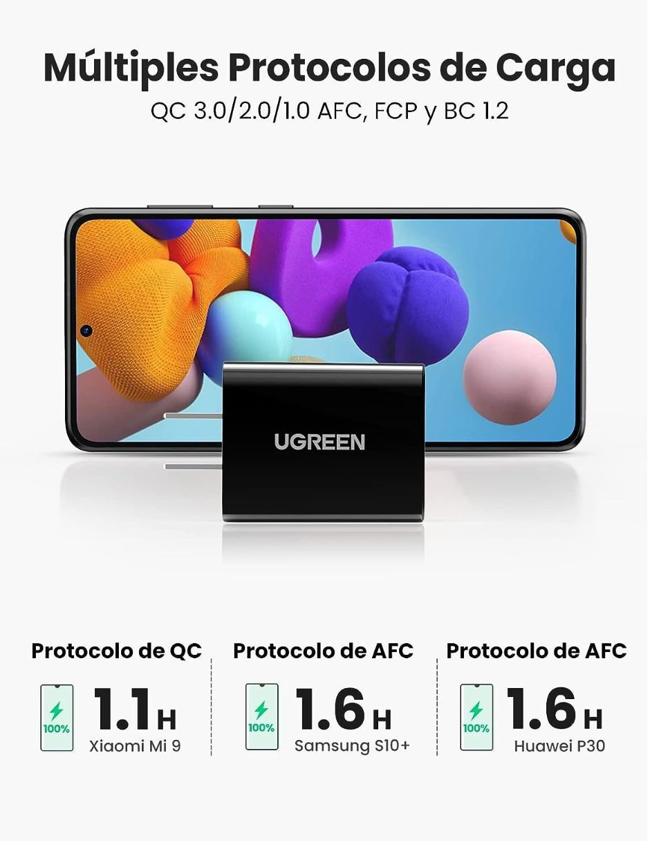 Cargador pared de carga rápida 3.0 USB tipo A 18 W 3