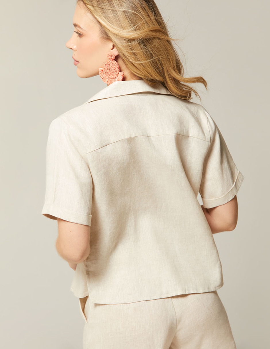 Blusa camisera studio f manga corta para mujer