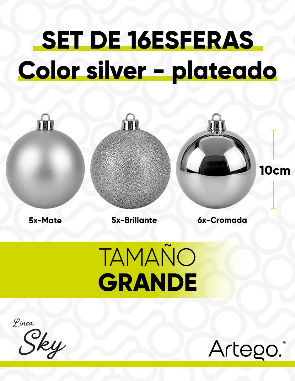 Set de esfera navideña paquete 16 esferas línea sk con 16 piezas 6