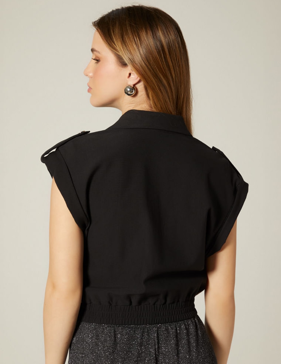 Blusa camisera studio f sin manga para mujer