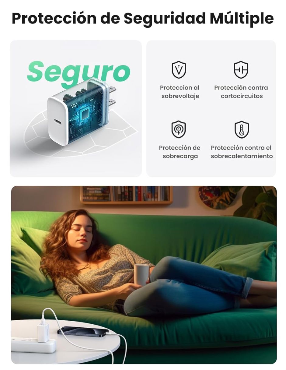 Cargador pared USB tipo C 20 W 6