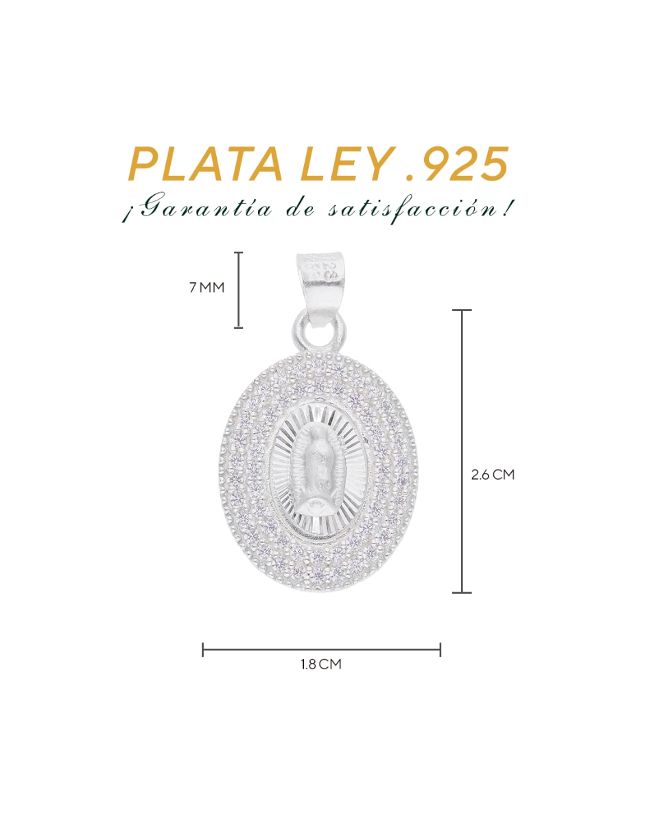 Dije de circular plata lisa virgen de guadalupe de plata p 925 4