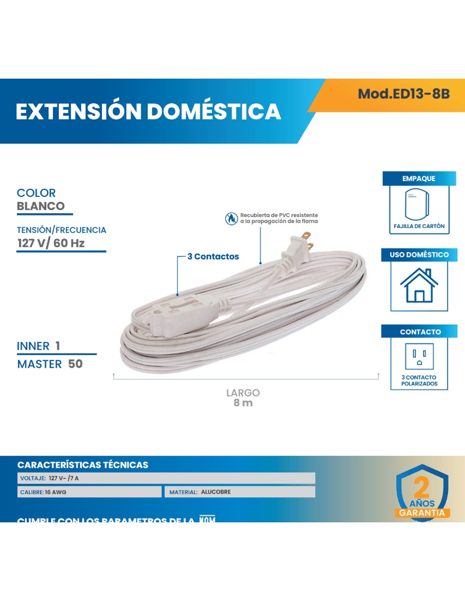 Extensión eléctrica 8 m 2