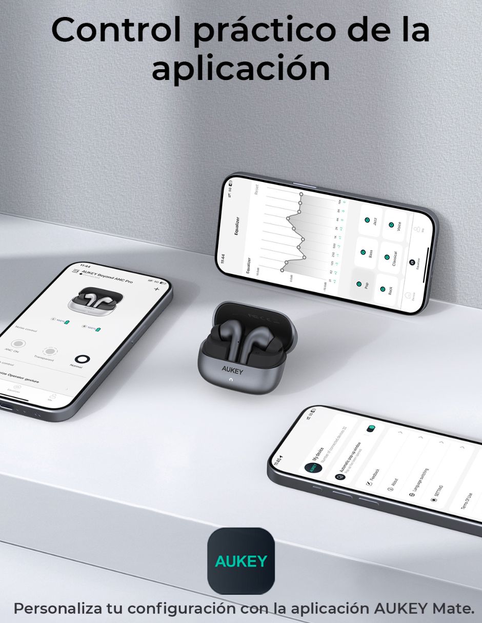 Audífonos True Wireless Aukey Inalámbrica con cancelación de ruido