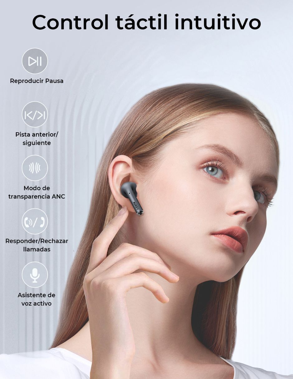 Audífonos True Wireless Aukey Inalámbrica con cancelación de ruido