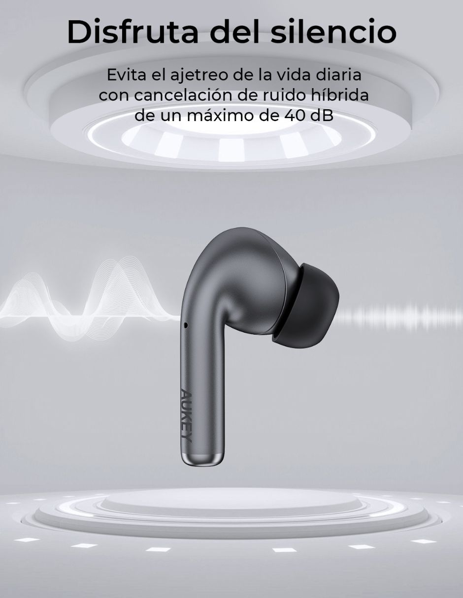 Audífonos True Wireless Aukey Inalámbrica con cancelación de ruido