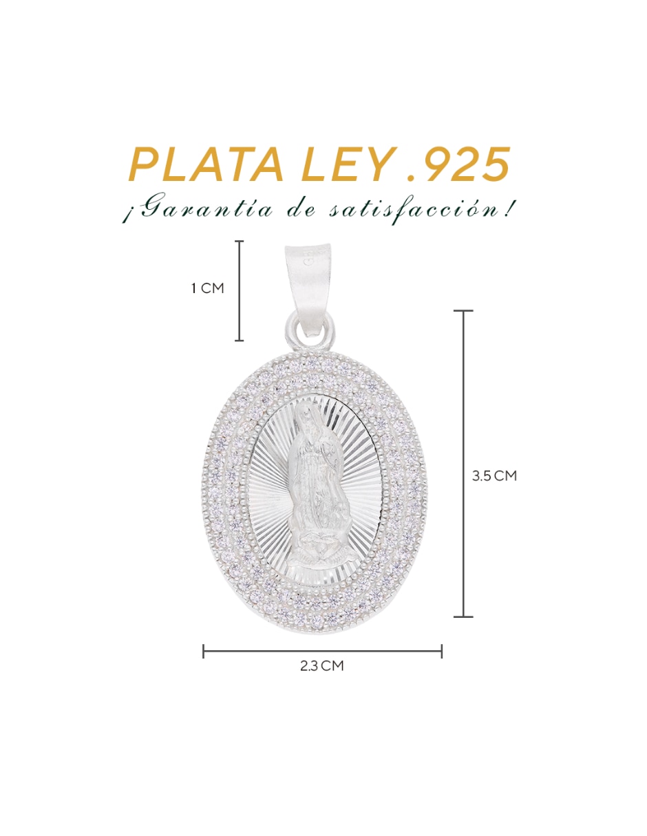 Dije de circular plata lisa virgen de guadalupe de plata p 925 3
