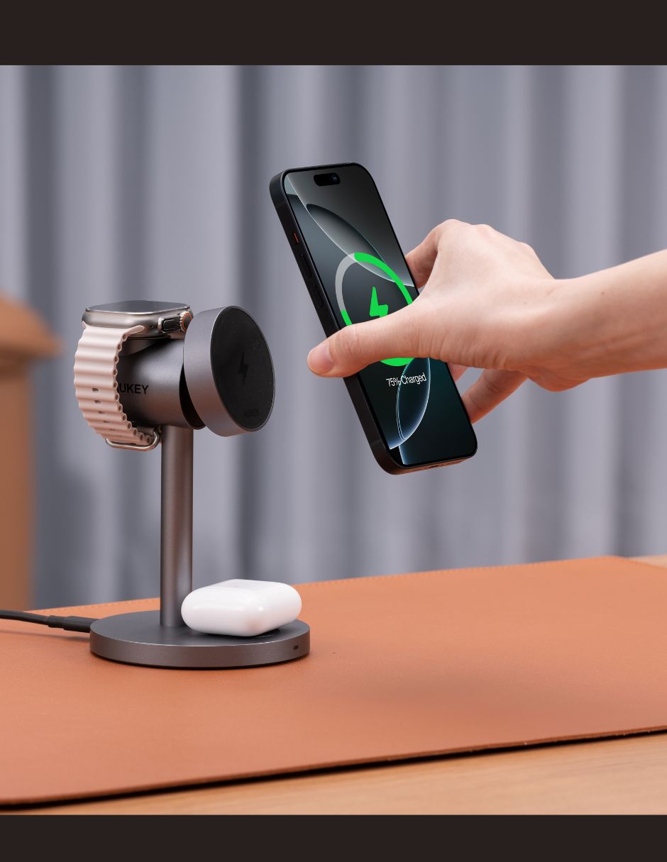 Cargador inalámbrico aukey usb tipo c 15 w
