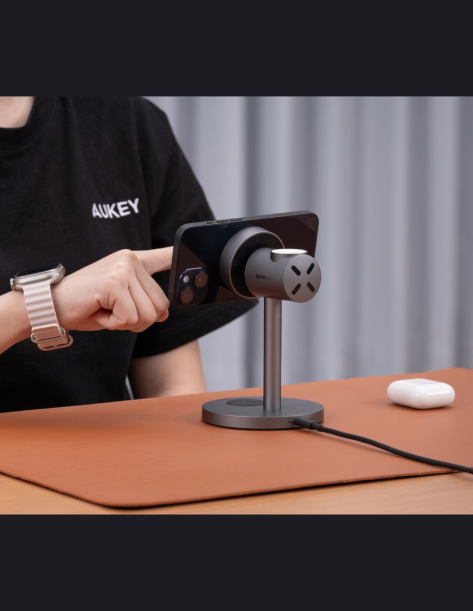 Cargador inalámbrico aukey usb tipo c 15 w