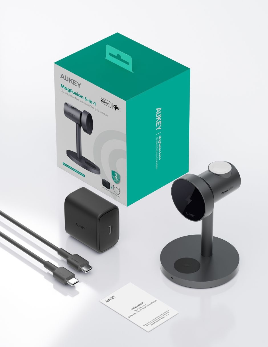 Cargador inalámbrico aukey usb tipo c 15 w