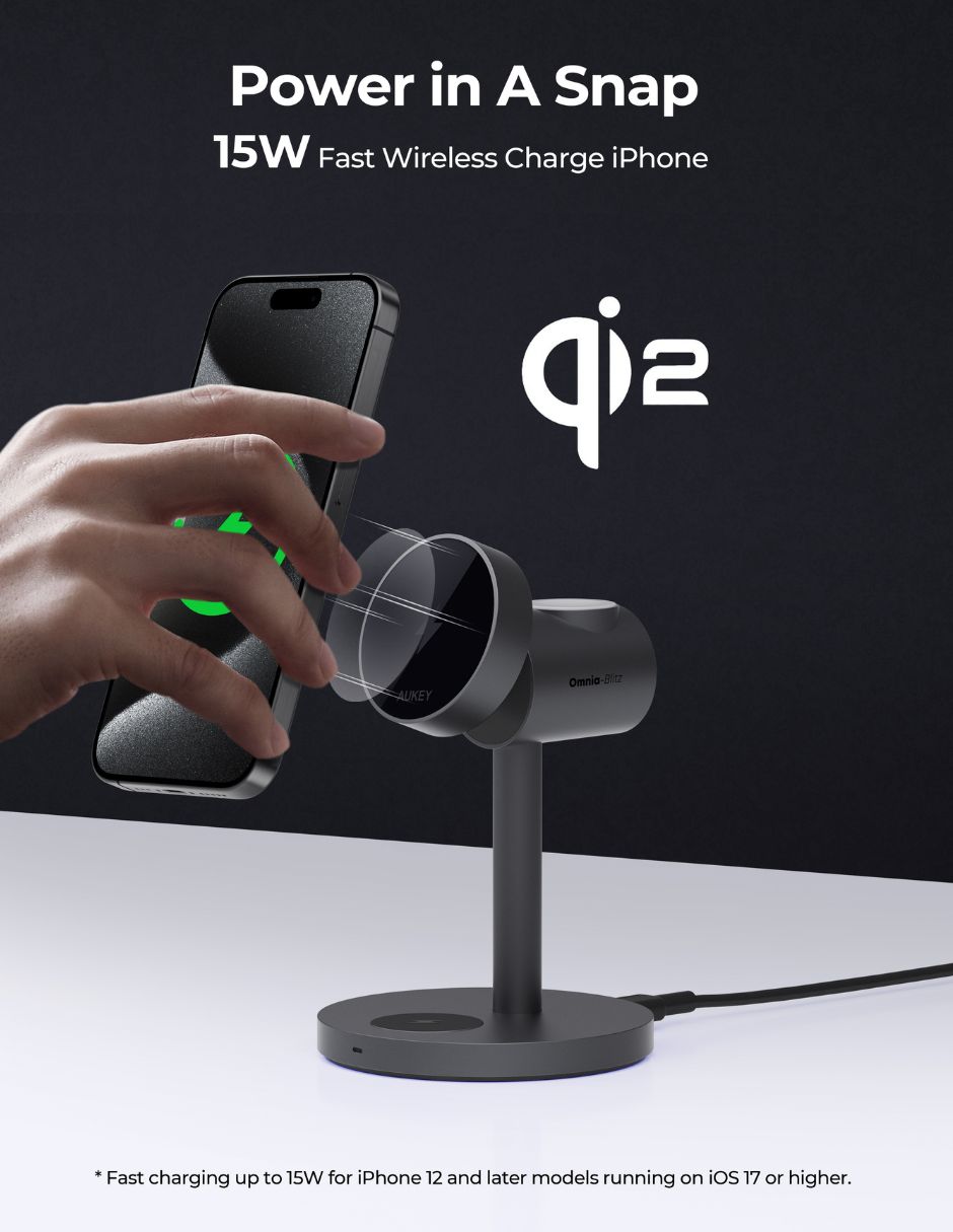 Cargador inalámbrico aukey usb tipo c 15 w