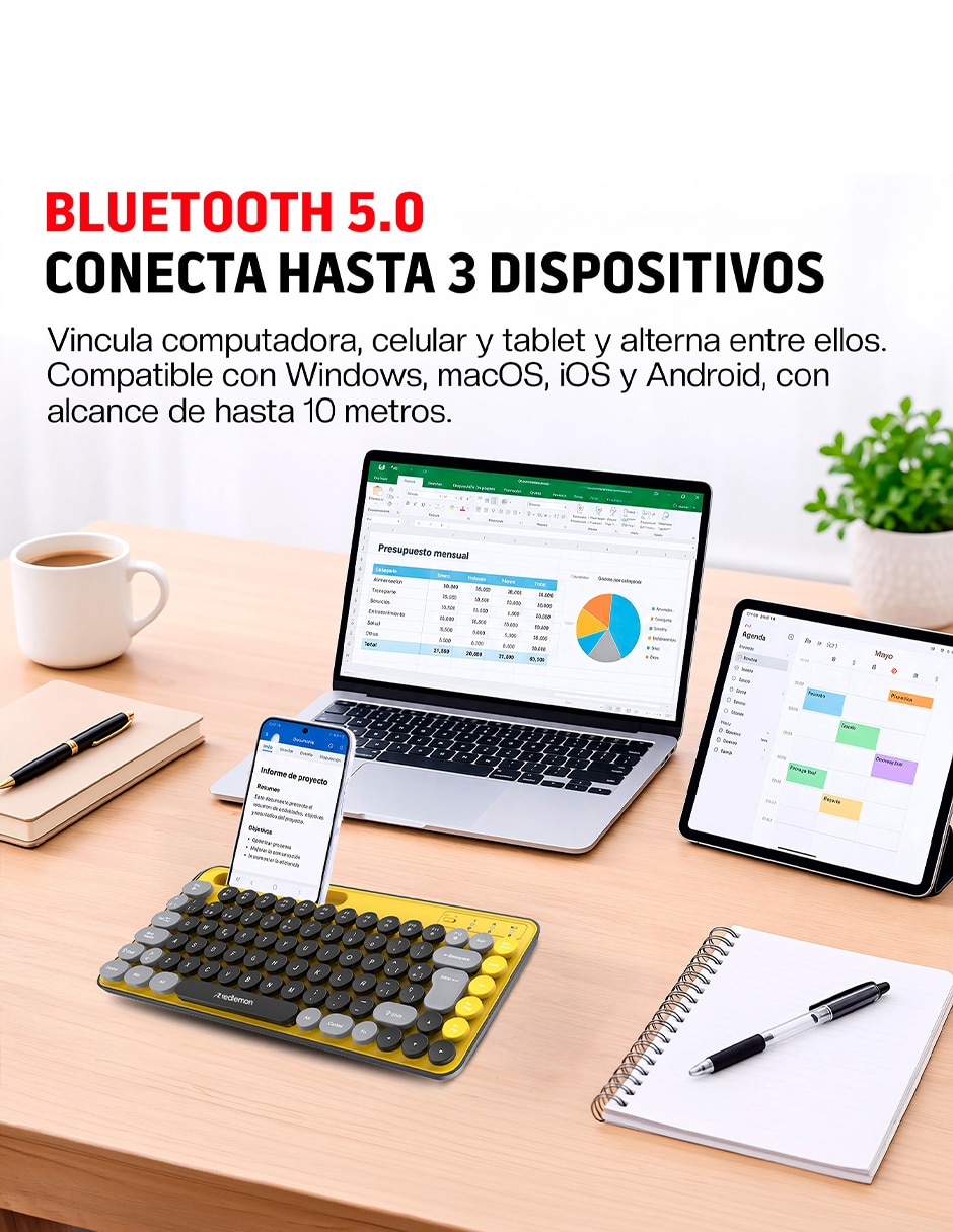Teclado inalámbrica retro tipo máquina de escribir 5