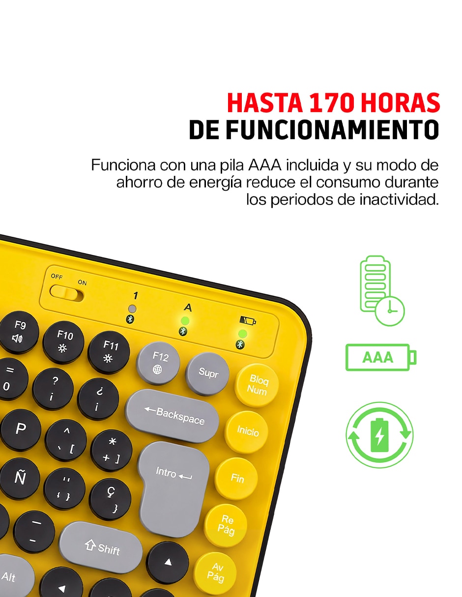 Teclado inalámbrica retro tipo máquina de escribir 3
