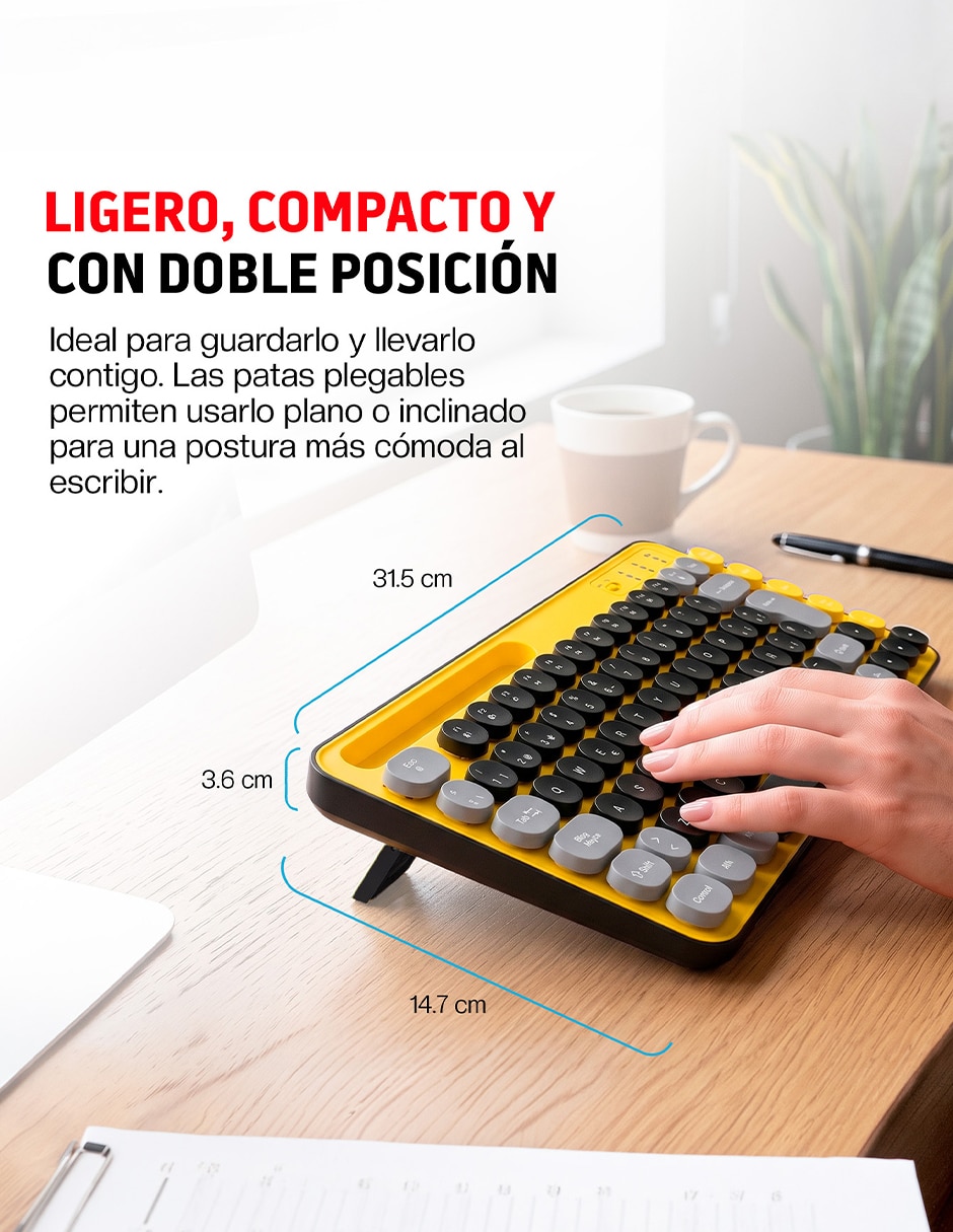 Teclado inalámbrica retro tipo máquina de escribir 6