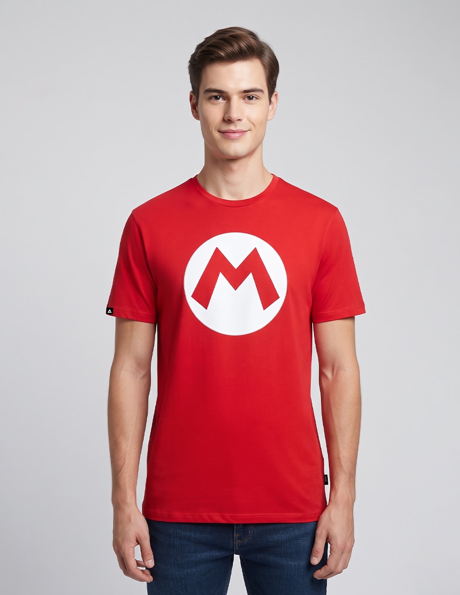 Playera super mario rojo torso mario cuello redondo para hombre