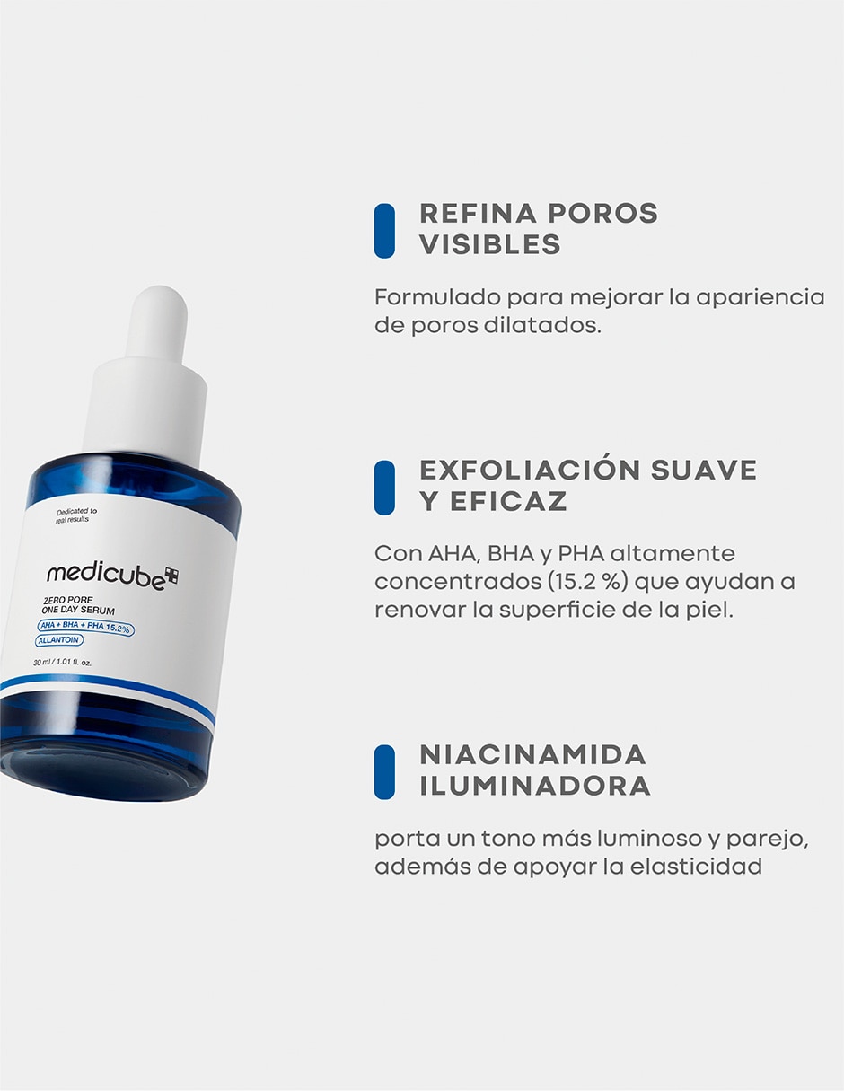 Sérum facial Reductor de poros con AHA BHA y PHA Medicure todo tipo piel 5