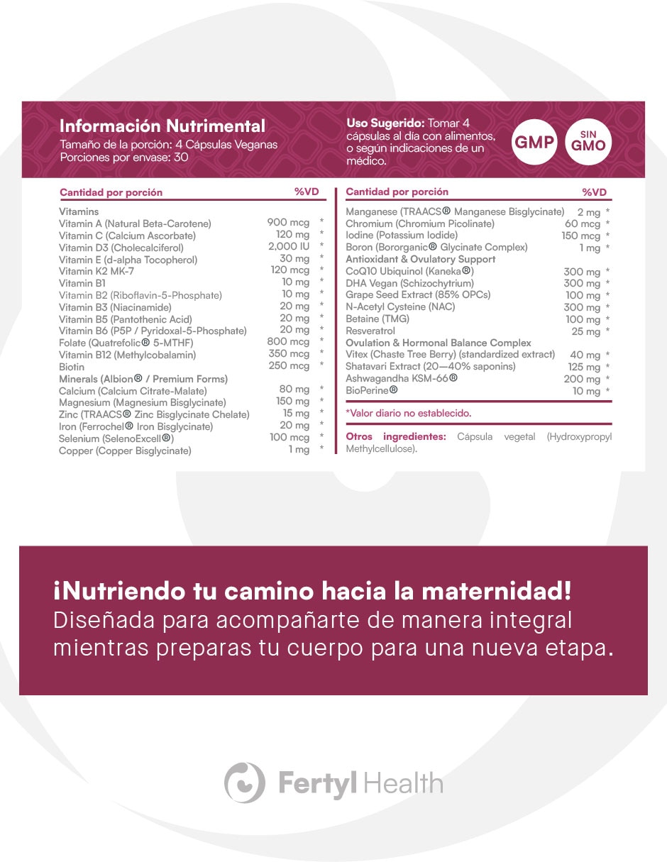 Bienestar preconcepción con shatavari de 120 cápsulas 2