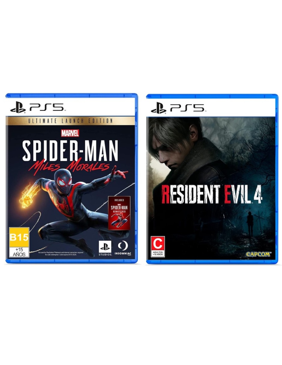 Marvel's Spider Man Miles Morales Ultimate Edition + Resident Evil 4 Remake bundle para PS5 Marvel's Spider Man Miles Morales Ultimate Edition + Resident Evil 4 Remake bundle para PS5