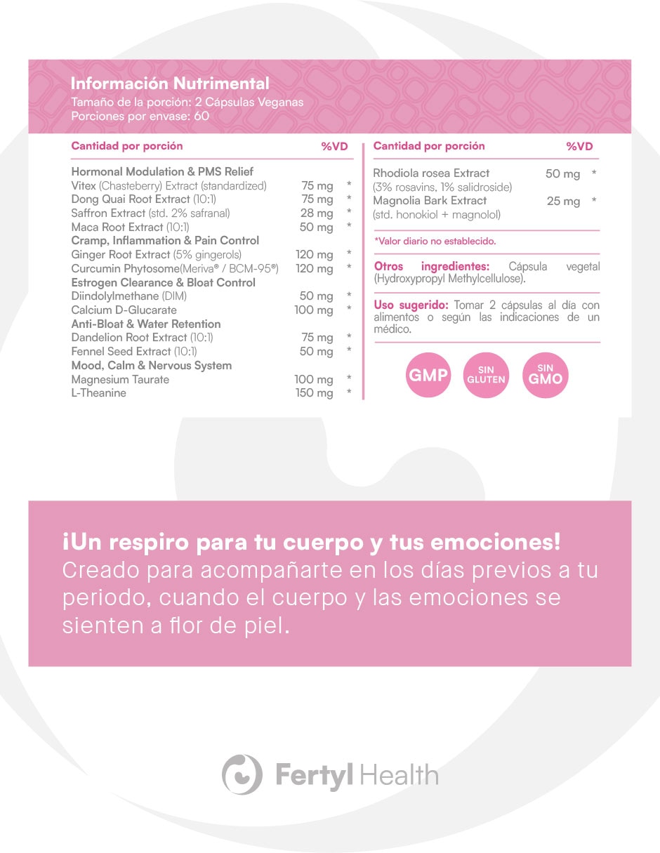 Lune PMS Support Bienestar Femenino con L-Teanina de 120 cápsulas 7