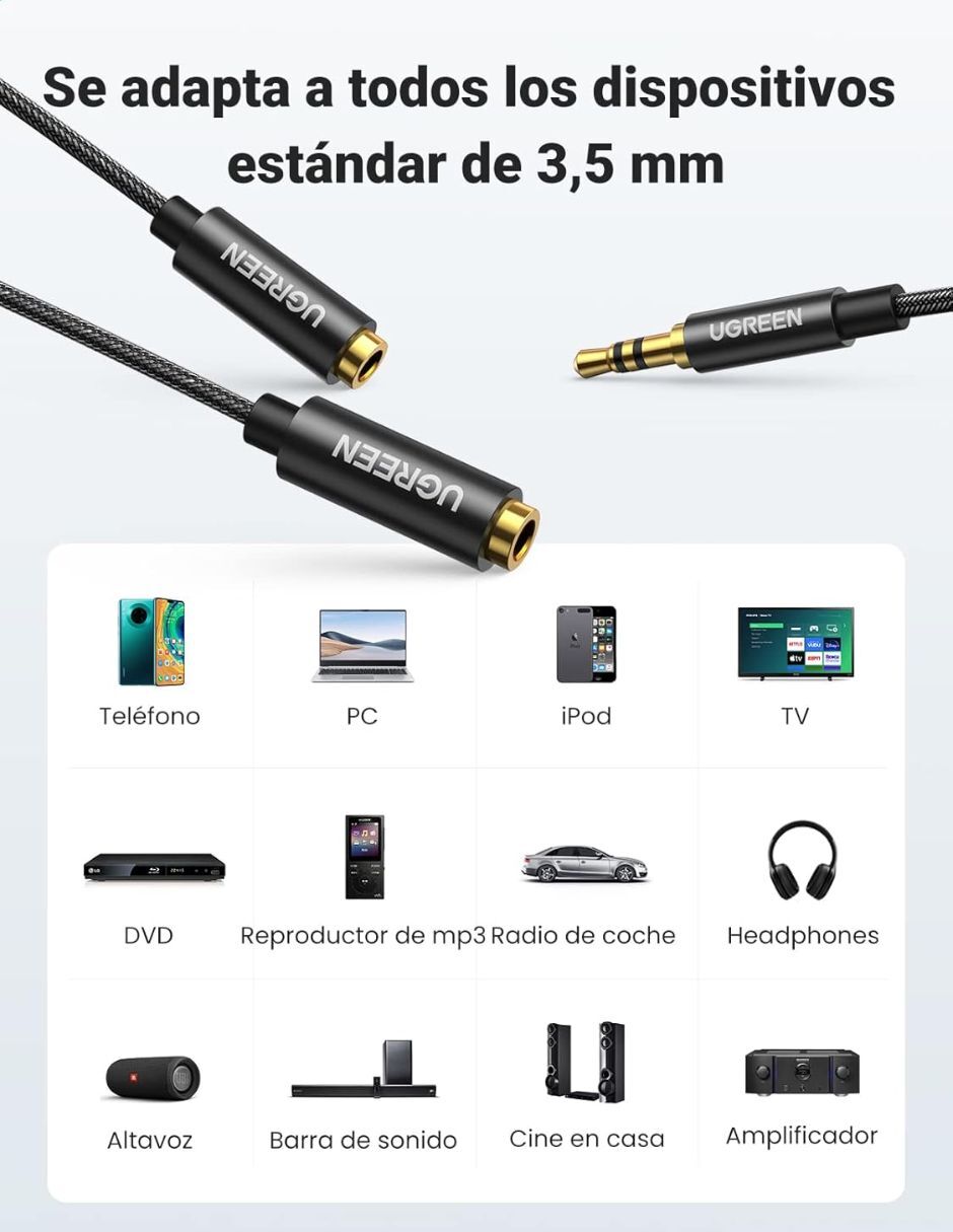 Cable auxiliar 3.5 mm Ugren de 90 cm 8