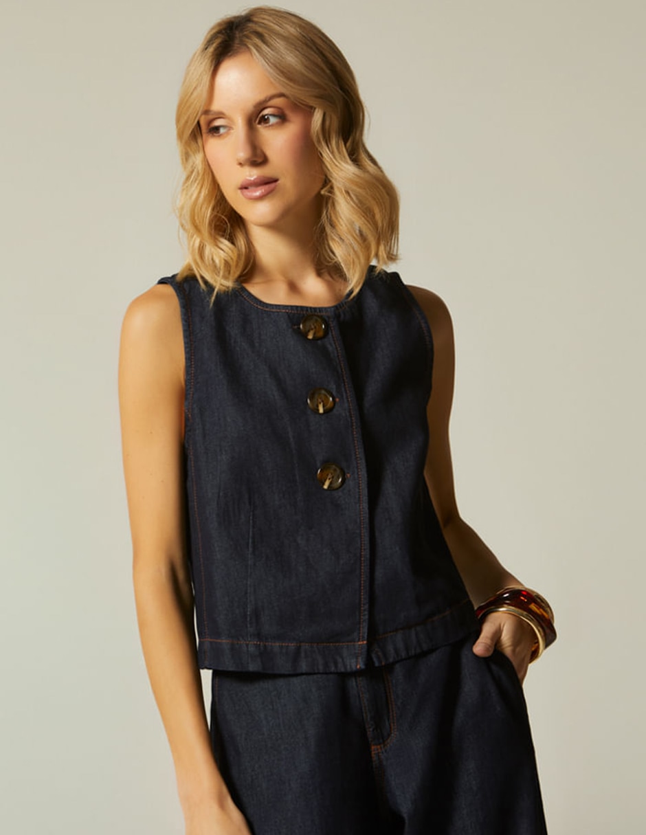Blusa studio f sin manga para mujer