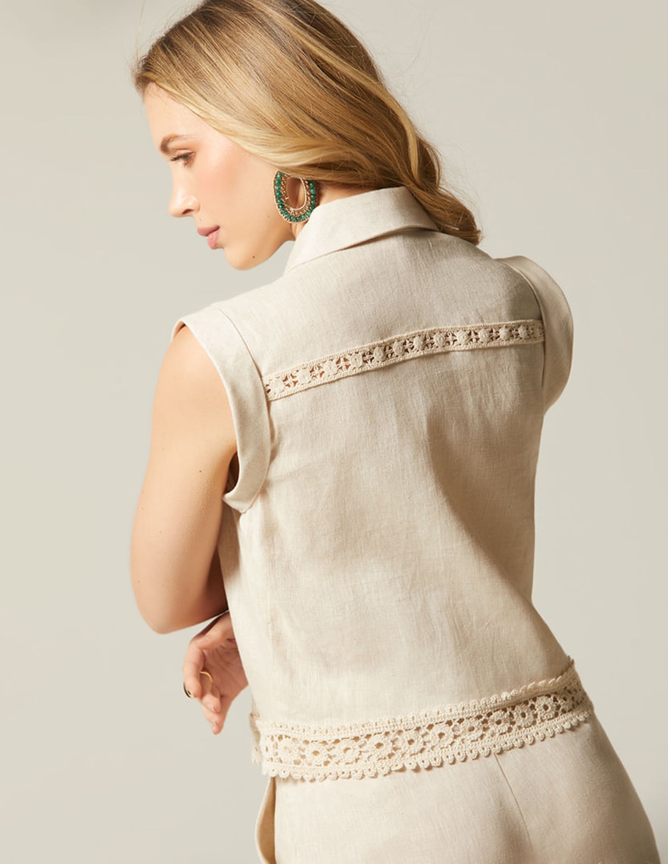 Blusa camisera studio f sin manga para mujer