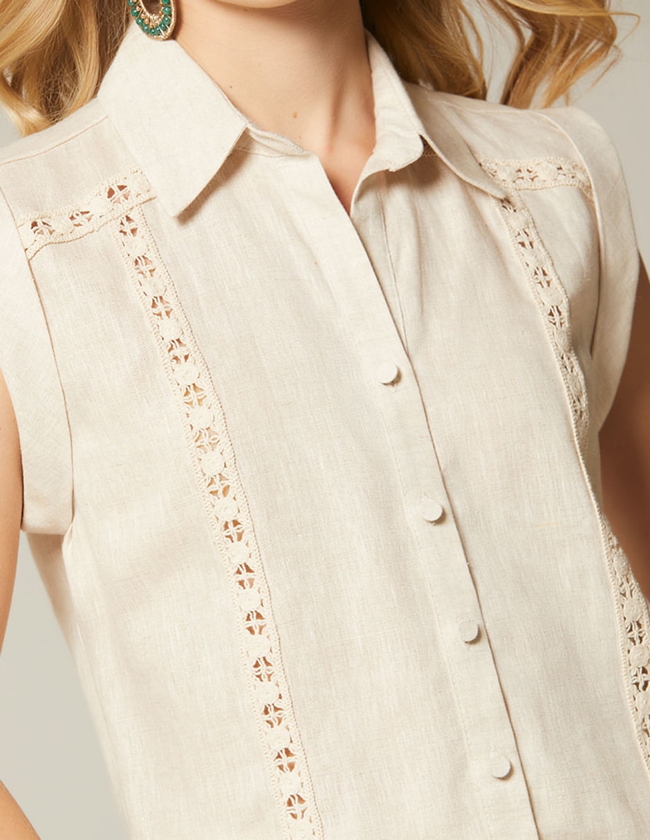 Blusa camisera studio f sin manga para mujer