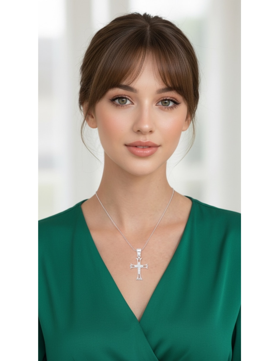 Dije de cruz religioso de plata p 925 4