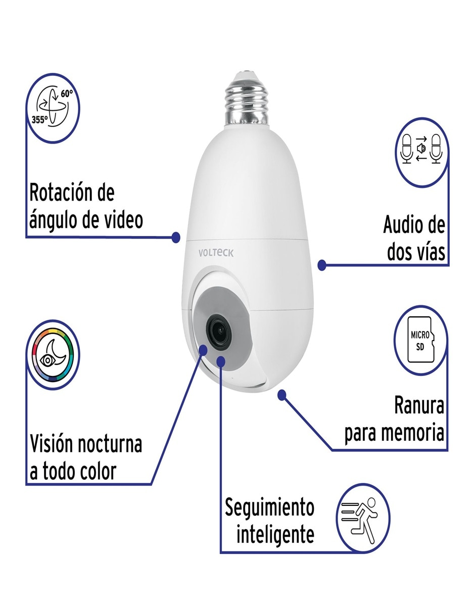 Cámara wi-fi de seguridad modelo alámbrica qhd 350° para interior 6