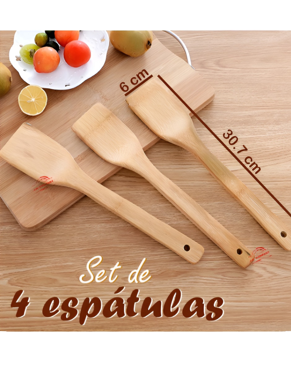 Set espátulas madera 4