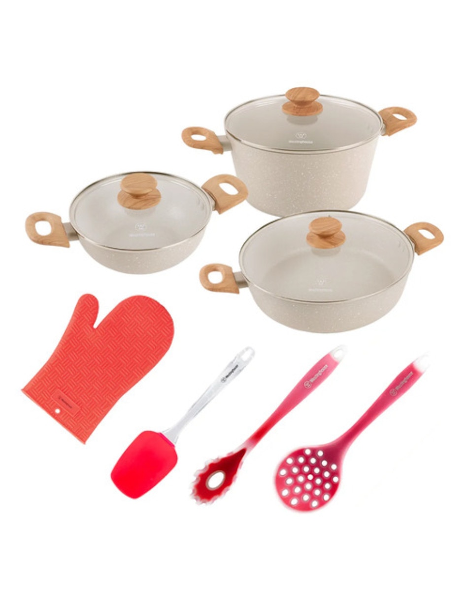 Batería de cocina WCCS204910AMBB de aluminio antiadherente sin PFOA 10 piezas Batería de cocina WCCS204910AMBB de aluminio antiadherente sin PFOA 10 piezas