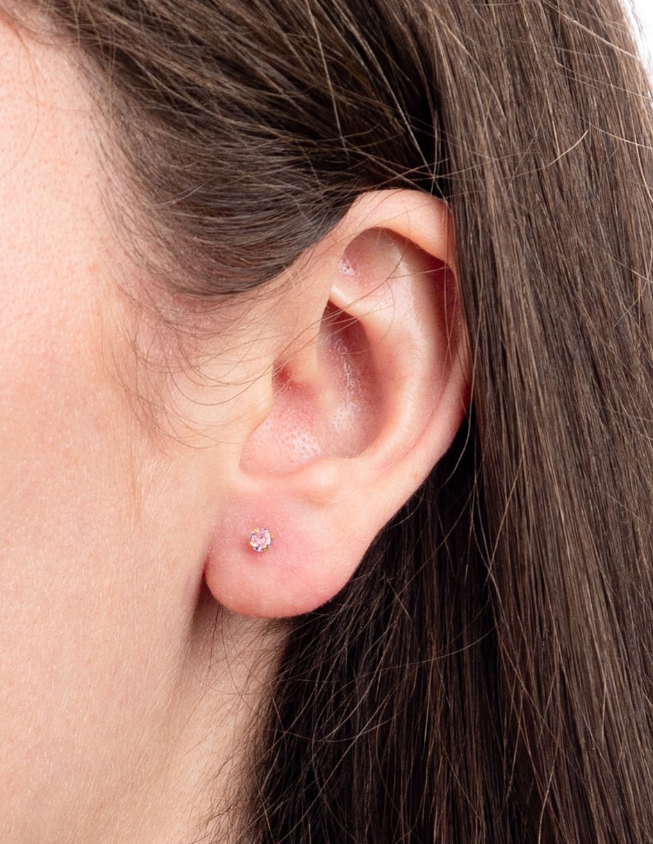 Broqueles de oro 14 k con acabado brillante zirconia 2