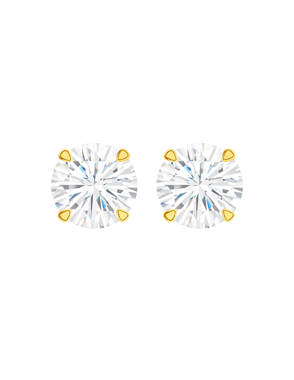 Broqueles de oro 14 k con acabado brillante zirconia Broqueles de oro 14 k con acabado brillante zirconia