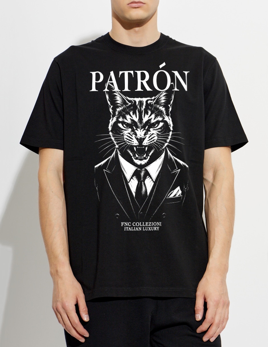 Playera patron gato cuello redondo para hombre Playera patron gato cuello redondo para hombre