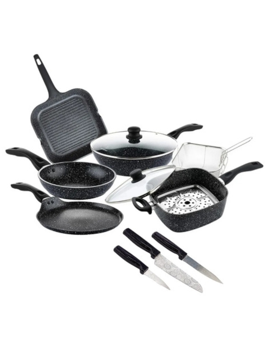 Batería de cocina de Aluminio antiadherente Antiadherente sin PFOA 12 piezas piezas Batería de cocina de Aluminio antiadherente Antiadherente sin PFOA 12 piezas piezas