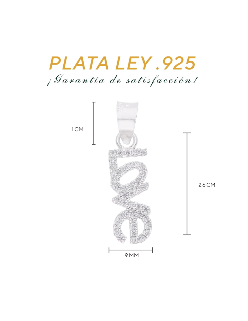 Dije de sin forma plata lisa love de plata p 925 4