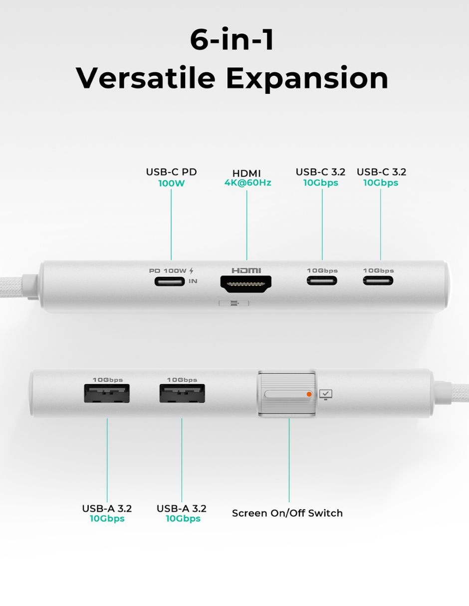 Hub aukey de 6 contactos
